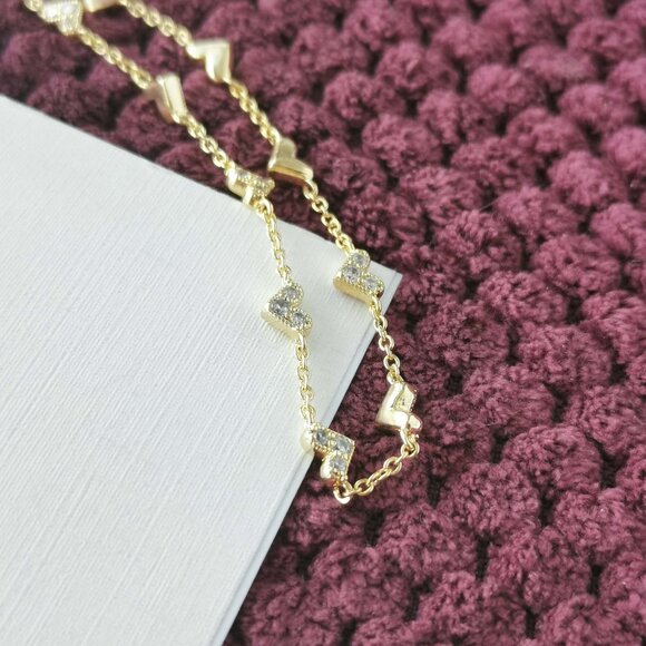 Kendra Scott Gold White Crystal Haven Heart Chain Bracelet NEW - Picture 2 of 3